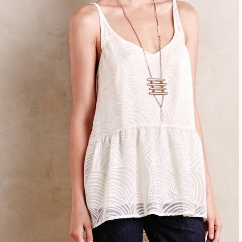 Anthropologie HD in Paris Lela Ivory Tank Top Small Lined Peplum Tunic